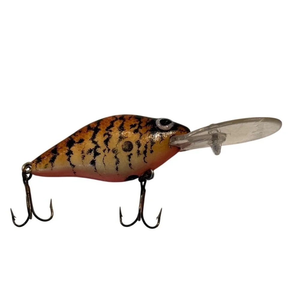 Natural Ike Vintage Deep‎ Diving Crankbait Lure Orange Black Crawfish Pattern